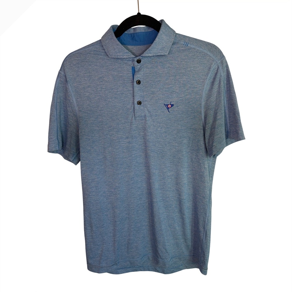 Lululemon Mens Ocean Reef Club Blue Heathered Short Sleeve Golf Polo Size Small